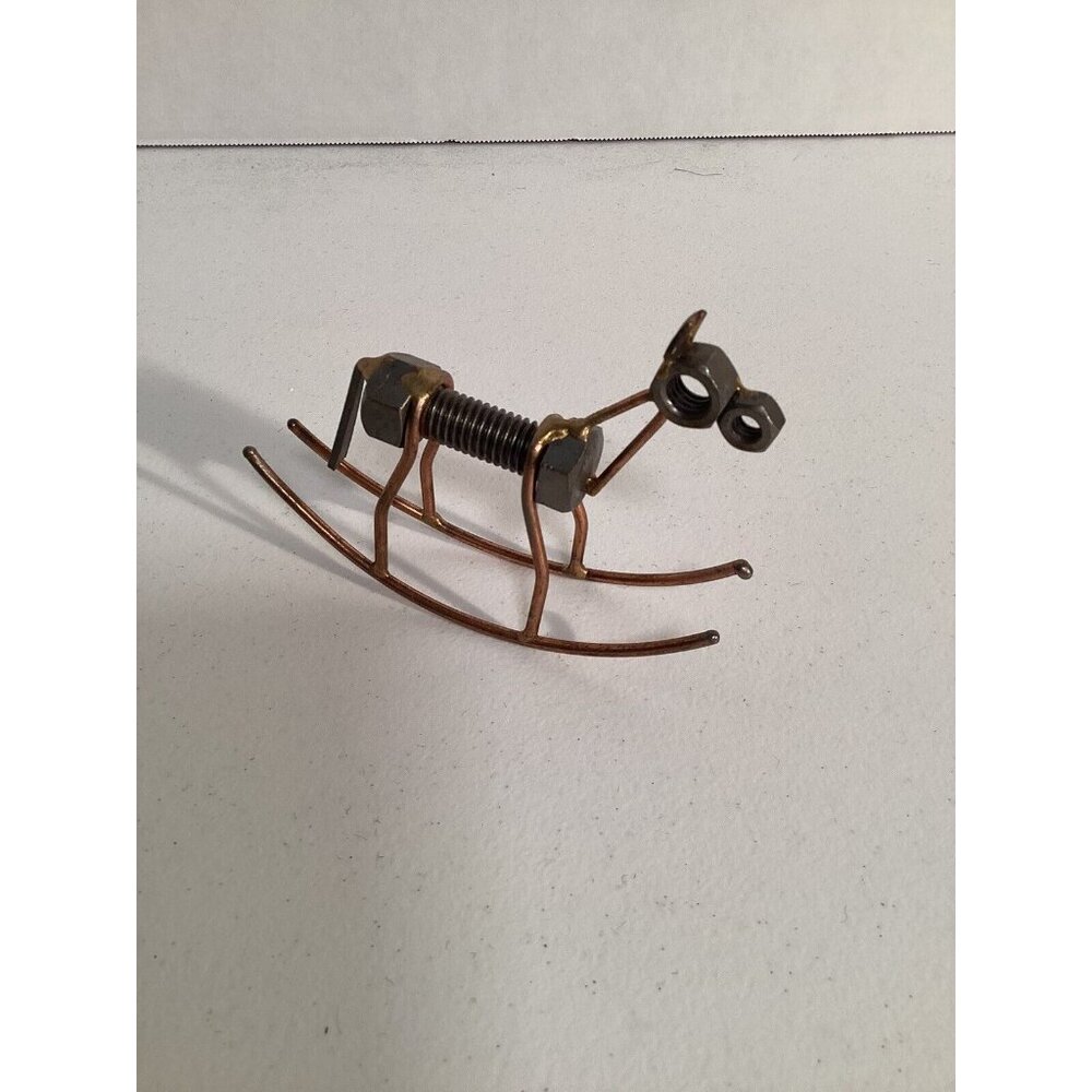 Rocking Horse Handmade Art Metal Figurine - Nut And Bolt - Small 3.5” - Picture 2 of 5